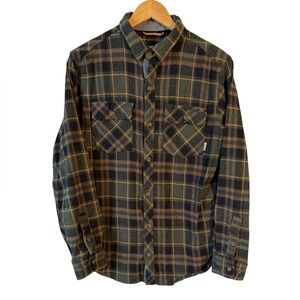 Dravus Plaid Flannel Shirt Mens Medium Green Blue Cotton Button Front NWOT